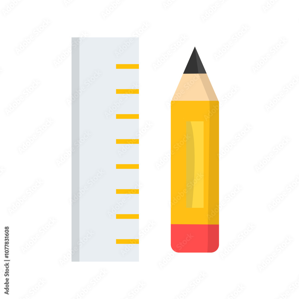 Pencil & Ruler Vector Icon Pencil & Ruler Vector Icon