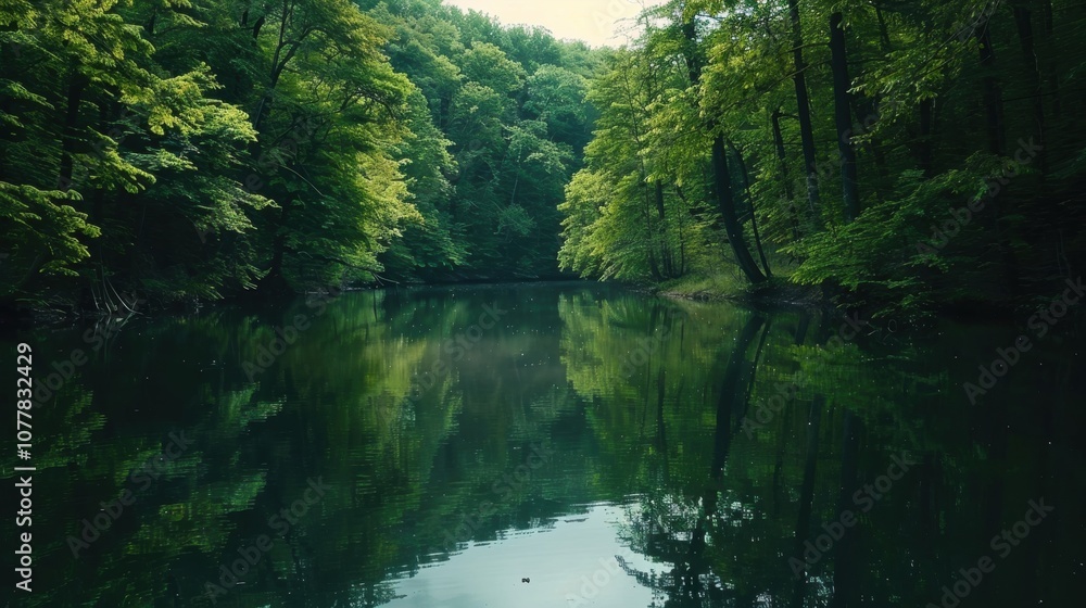 A serene lake surrounded by lush green trees offering a peaceful escape from the stresses of everyday life. A serene lake surrounded by lush green trees offering a peaceful escape from the stresses of everyday life.