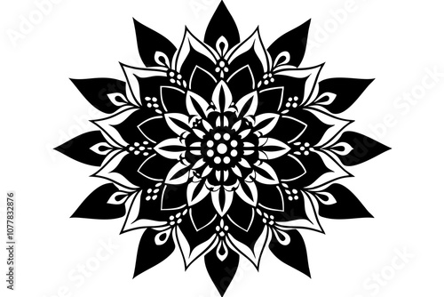 Mandala ornament silhouette vector illustration.