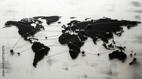 Wallpaper Mural A stylized world map with connecting lines, representing global networks and connections. Torontodigital.ca
