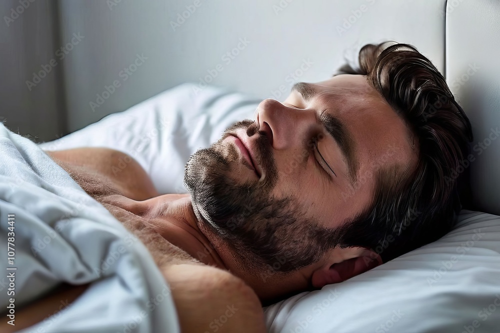 man sleeping peacefully advertising mattress comfort features man sleeping peacefully advertising mattress comfort features