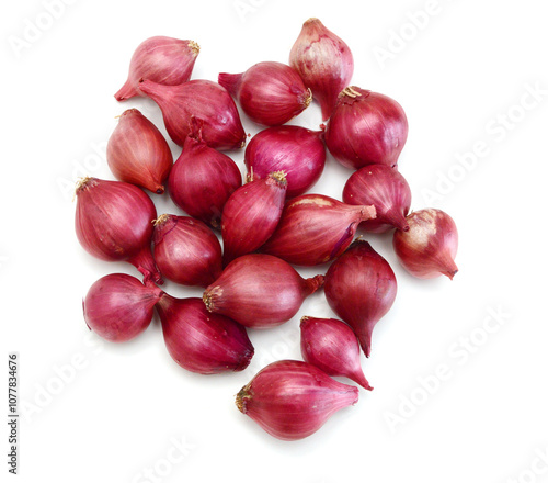 Red onions isolated on white background