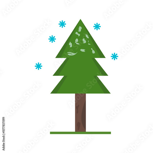 Tree in Snow Vector Icon