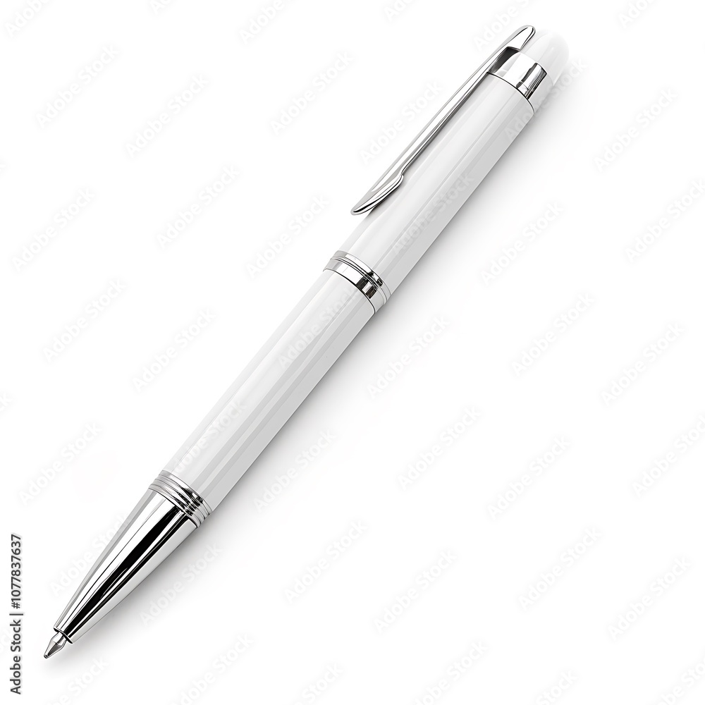 White ballpoint pen isolated on white background White ballpoint pen isolated on white background