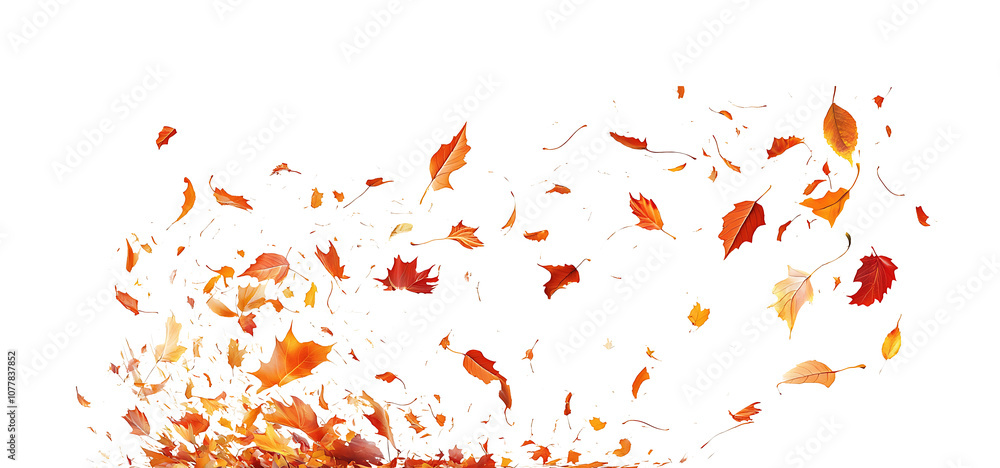 Obraz premium Flying Autumn Maple Leaves on white or transparent background [PNG]