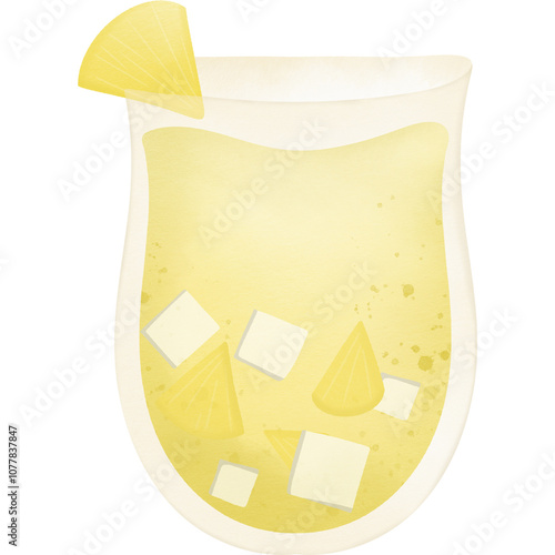 Pineapple juice drink summer decorations hand drawn transparency illustration 