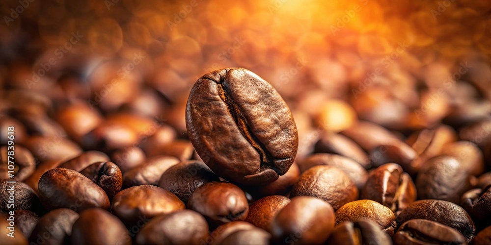 A single coffee bean stands out from the crowd, a beacon of warmth and energy in a sea of roasted goodness. A single coffee bean stands out from the crowd, a beacon of warmth and energy in a sea of roasted goodness.