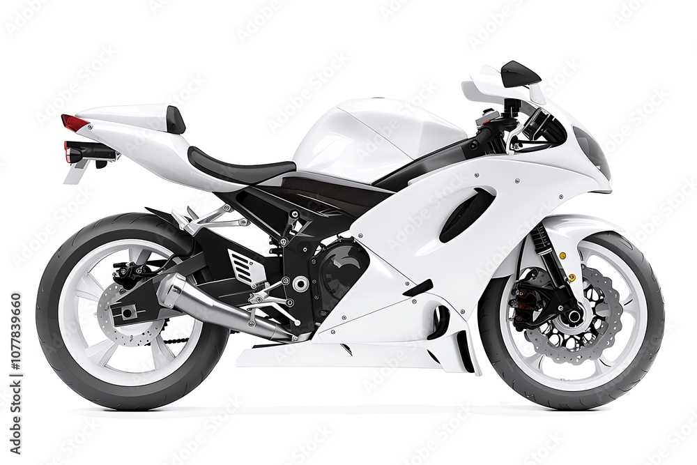 White motorcycle isolated on white background White motorcycle isolated on white background