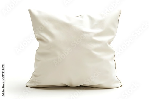 White leather pillow isolated on white background