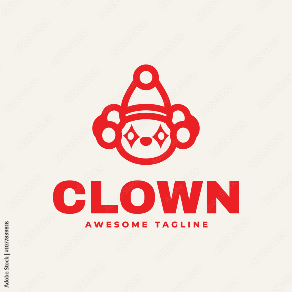 Fototapeta premium Vector Logo Illustration Clown Line Art Style