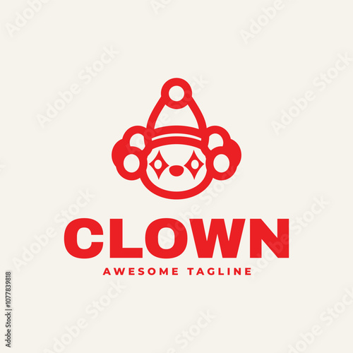 Vector Logo Illustration Clown Line Art Style