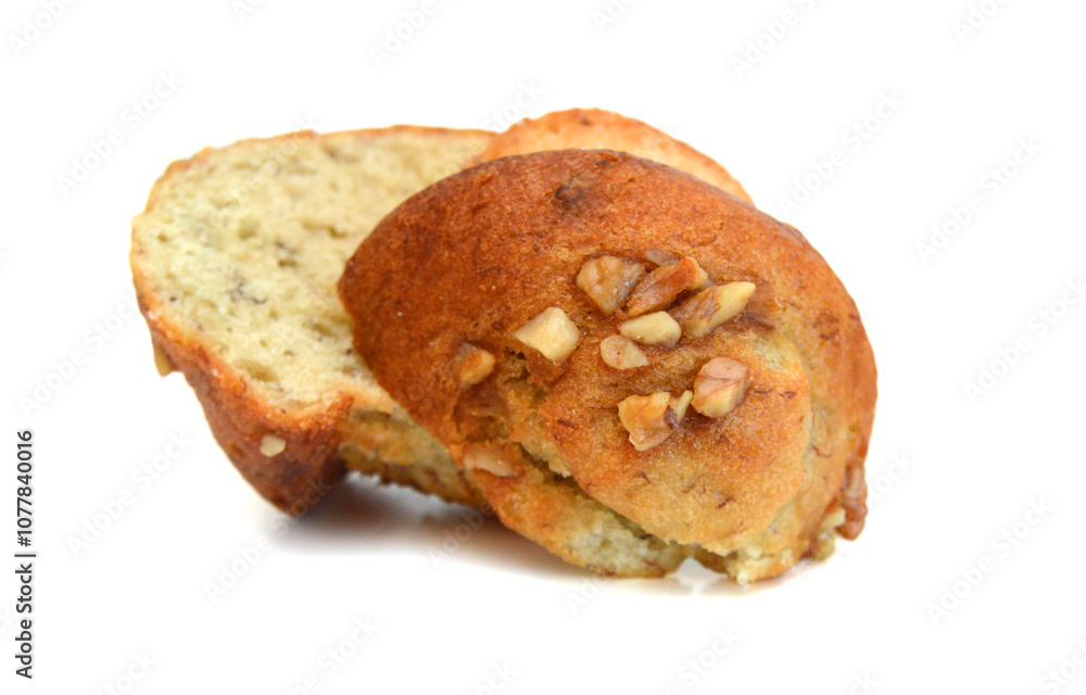 An espresso banana nut muffin isolated on pure white background An espresso banana nut muffin isolated on pure white background