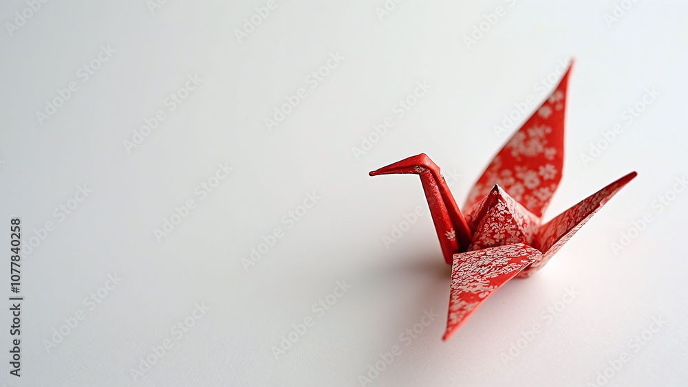 Japanese-style origami crane made from washi paper, isolated on white background, simple and symbolic, stock image Japanese-style origami crane made from washi paper, isolated on white background, simple and symbolic, stock image