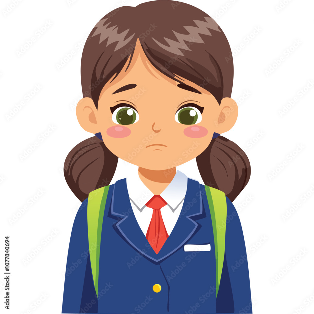 Portrait of a sad girl wearing a school uniform Portrait of a sad girl wearing a school uniform