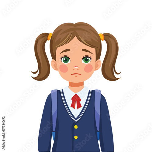 Portrait of a sad girl wearing a school uniform