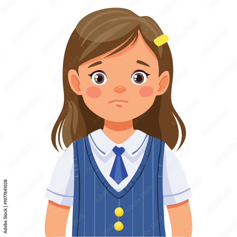 Portrait of a sad girl wearing a school uniform Portrait of a sad girl wearing a school uniform