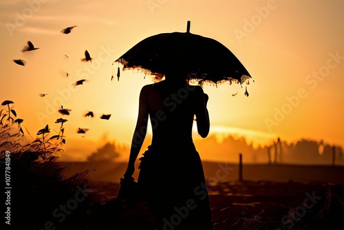 silhouette with props using props like umbrellas or hats to crea photo