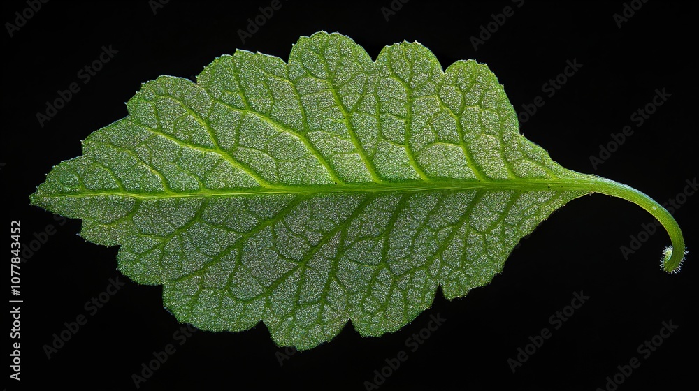 Close-Up of a Green Leaf with Detailed Veins and Texture Close-Up of a Green Leaf with Detailed Veins and Texture
