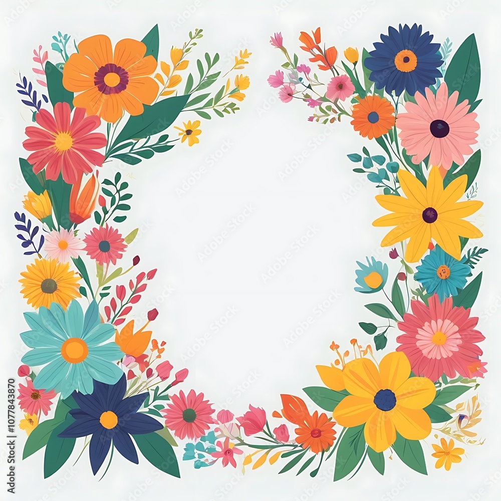 frame with flowers and butterflies frame with flowers and butterflies