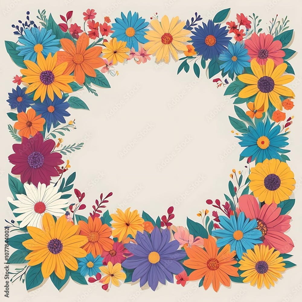 frame with flowers and butterflies frame with flowers and butterflies