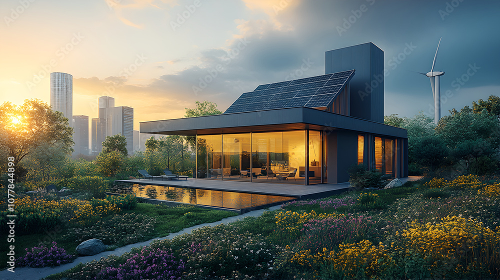 Modern Energy Storage Facility with Solar Panels Modern Energy Storage Facility with Solar Panels