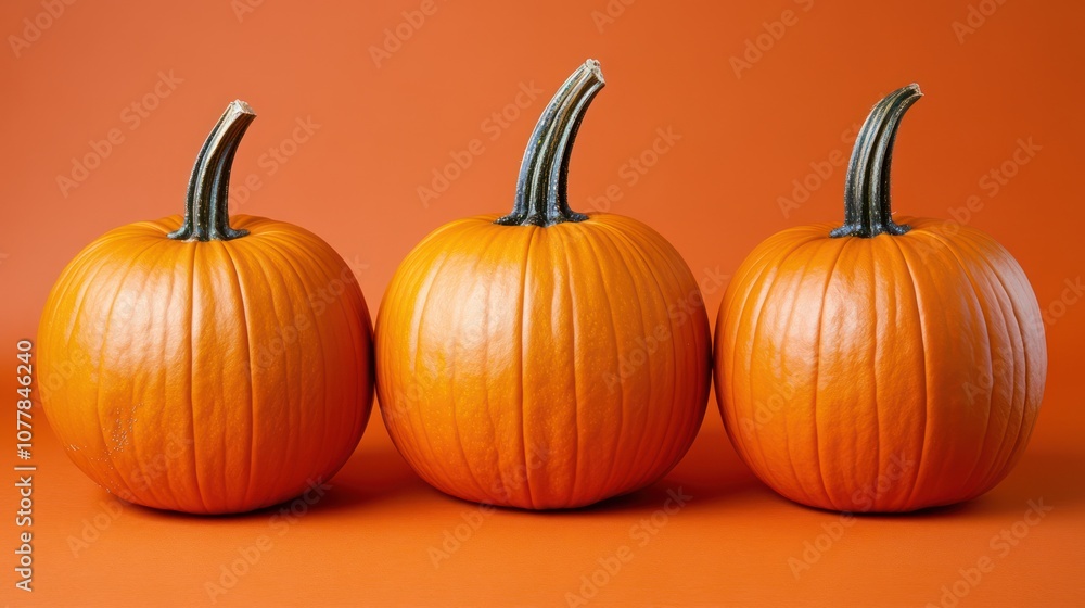 Three pumpkins on an random color background Three pumpkins on an random color background