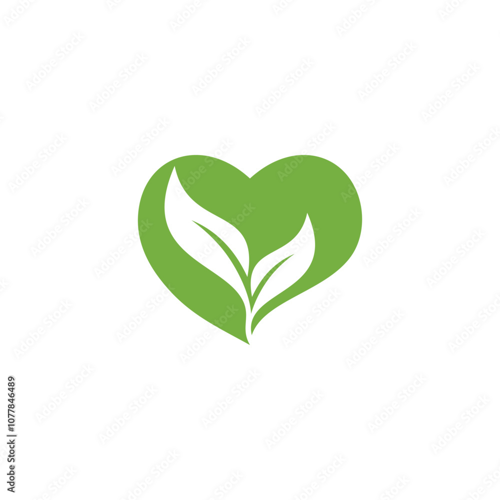 leaf love green logo design template leaf love green logo design template