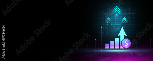 Financial analysis graph business rising technology background image