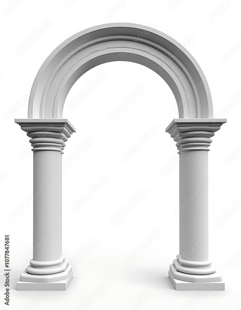 Fototapeta premium White Greek arch columns isolated on white background