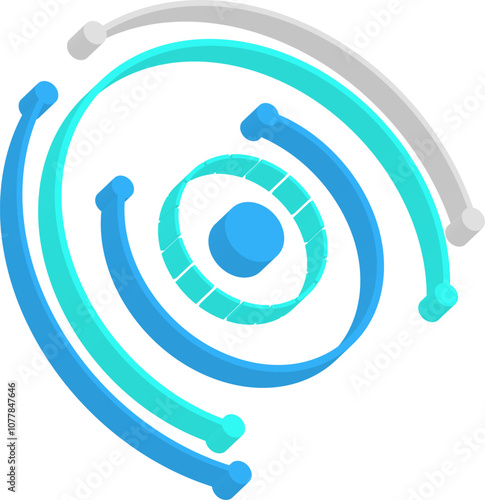 Circle line curve HUD digital interface, 3d element 
