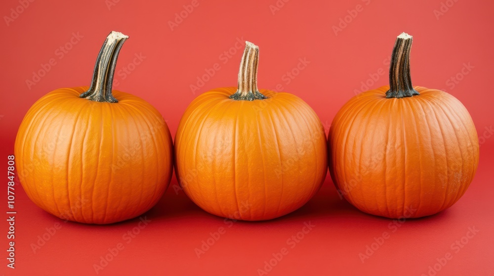 Obraz premium Three pumpkins on an random color background