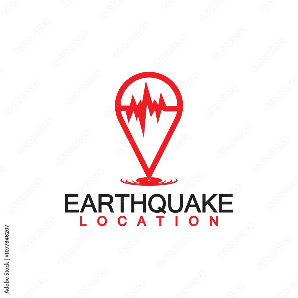 Earthquake Location logo Icon design Isolated on White Background. Map Pin and Earthquake Icon Earthquake Location logo Icon design Isolated on White Background. Map Pin and Earthquake Icon