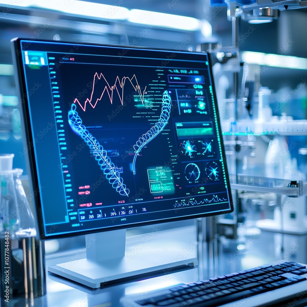 A digital screen displays complex scientific data and graphs in a modern lab environment, showcasing advanced analytics and technology. A digital screen displays complex scientific data and graphs in a modern lab environment, showcasing advanced analytics and technology.