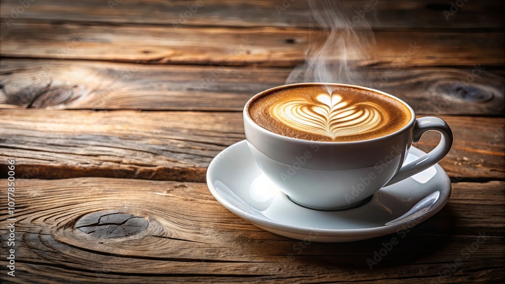 A steaming cup of cappuccino with intricate latte art, resting on a rustic wooden table. The warm, inviting beverage suggests a moment of quiet contemplation. A steaming cup of cappuccino with intricate latte art, resting on a rustic wooden table. The warm, inviting beverage suggests a moment of quiet contemplation.