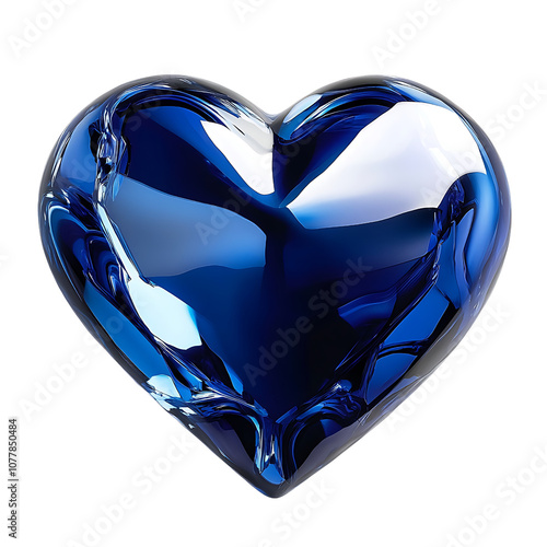 Deep Blue Glass Heart with Polished Finish