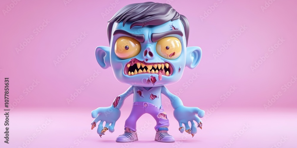 Creepy zombie adorable expression 3D tiny cute emoji soft pastel colors Creepy zombie adorable expression 3D tiny cute emoji soft pastel colors