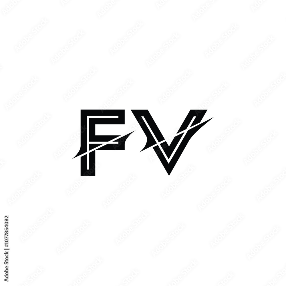 FV monogram logo design letter text name symbol monochrome logotype alphabet character simple logo FV monogram logo design letter text name symbol monochrome logotype alphabet character simple logo