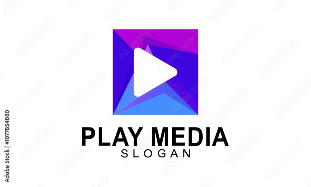 Naklejka premium Play media logo design template 