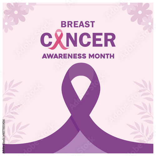 Breast Cancer Awareness Month banner. Campaign for worldwide cancer prevention. World Cancer Day concept. Flat vector illustration.