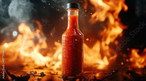 Spicy Hot Sauce in Fire photo