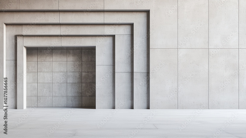 A minimalist concrete space featuring layered archways, creating a sense of depth and modernity in architectural design. A minimalist concrete space featuring layered archways, creating a sense of depth and modernity in architectural design.