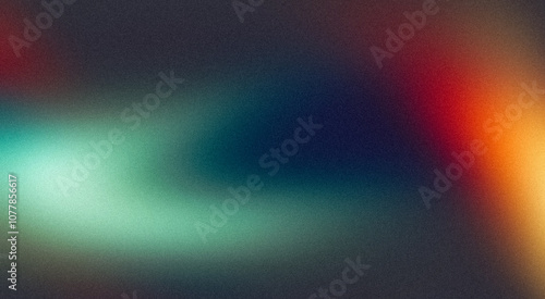 Abstract glowing orange blue red color grainy gradient background, empty space