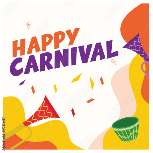 Festival event with samba music. A lively carnival party in Brazil. Carnival party concept. Flat vector illustration.