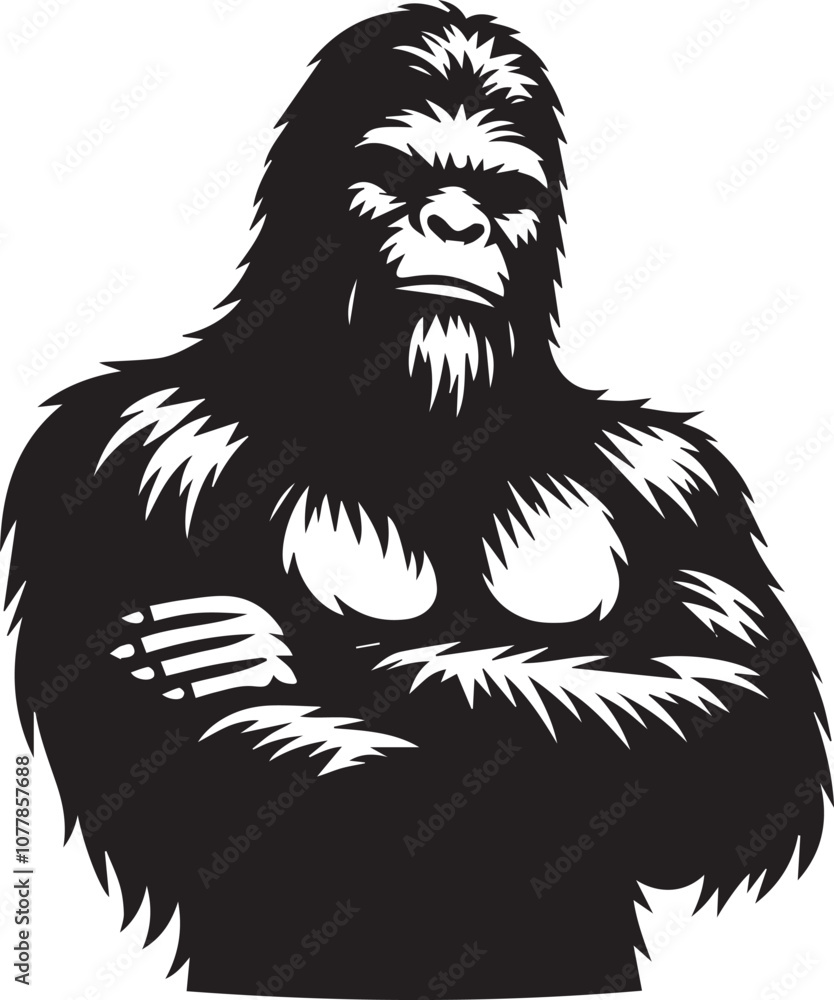 Obraz premium Bigfoot silhouette with arms folded looking confident