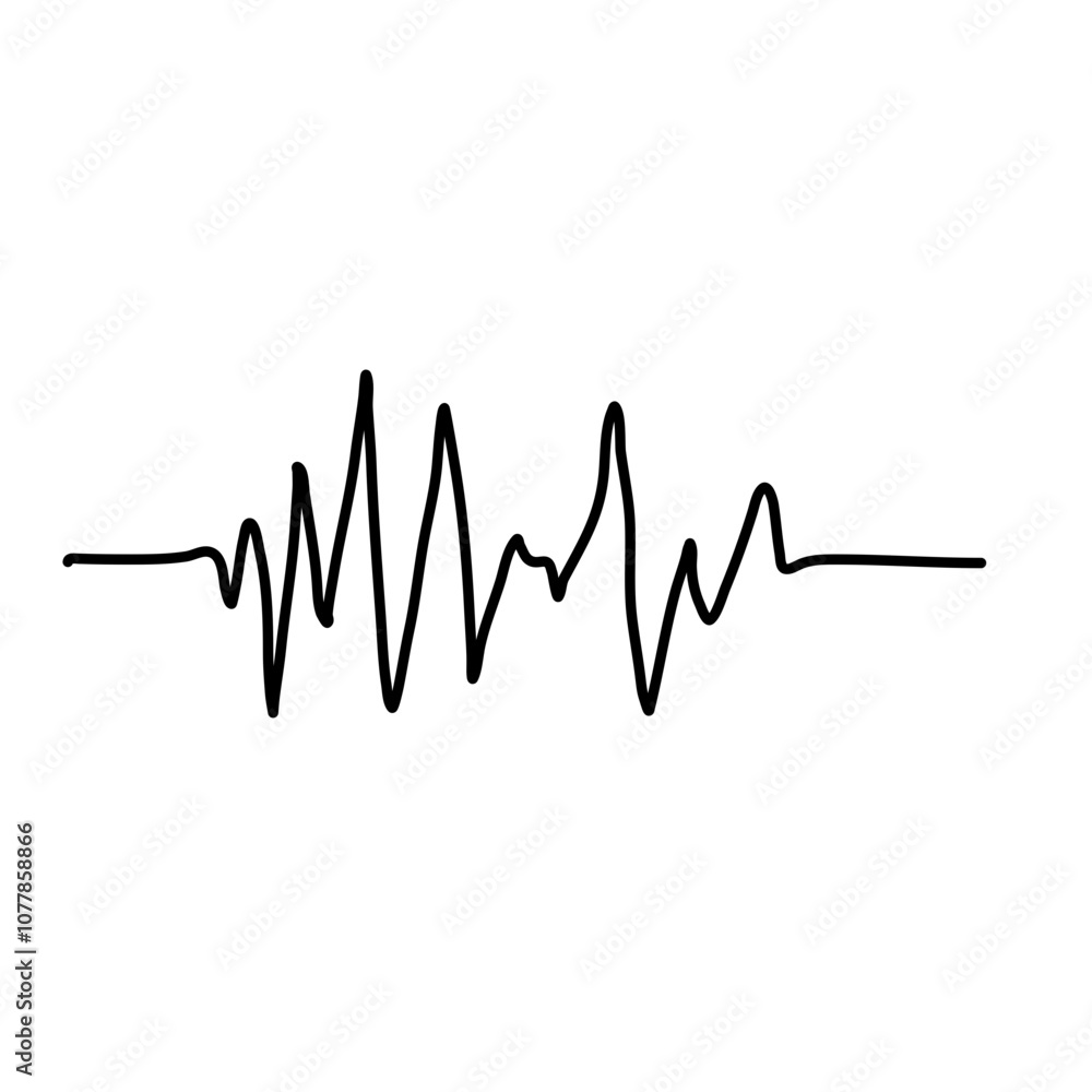 Continuous lines heart beats drawing. Wave pulse Cardiogram Continuous lines heart beats drawing. Wave pulse Cardiogram