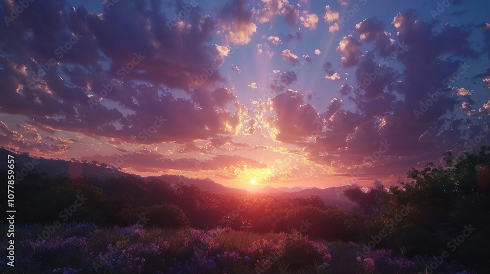 A breathtaking time-lapse capturing the changing colors of the sky as the sun rises over a peaceful landscape. A breathtaking time-lapse capturing the changing colors of the sky as the sun rises over a peaceful landscape.