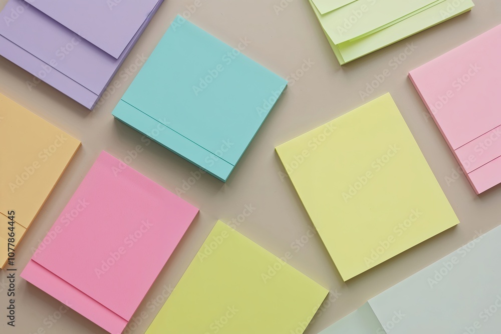 Soft Pastel Post-It Note Paper in Diverse Shades Isolated on a Neutral Background Soft Pastel Post-It Note Paper in Diverse Shades Isolated on a Neutral Background