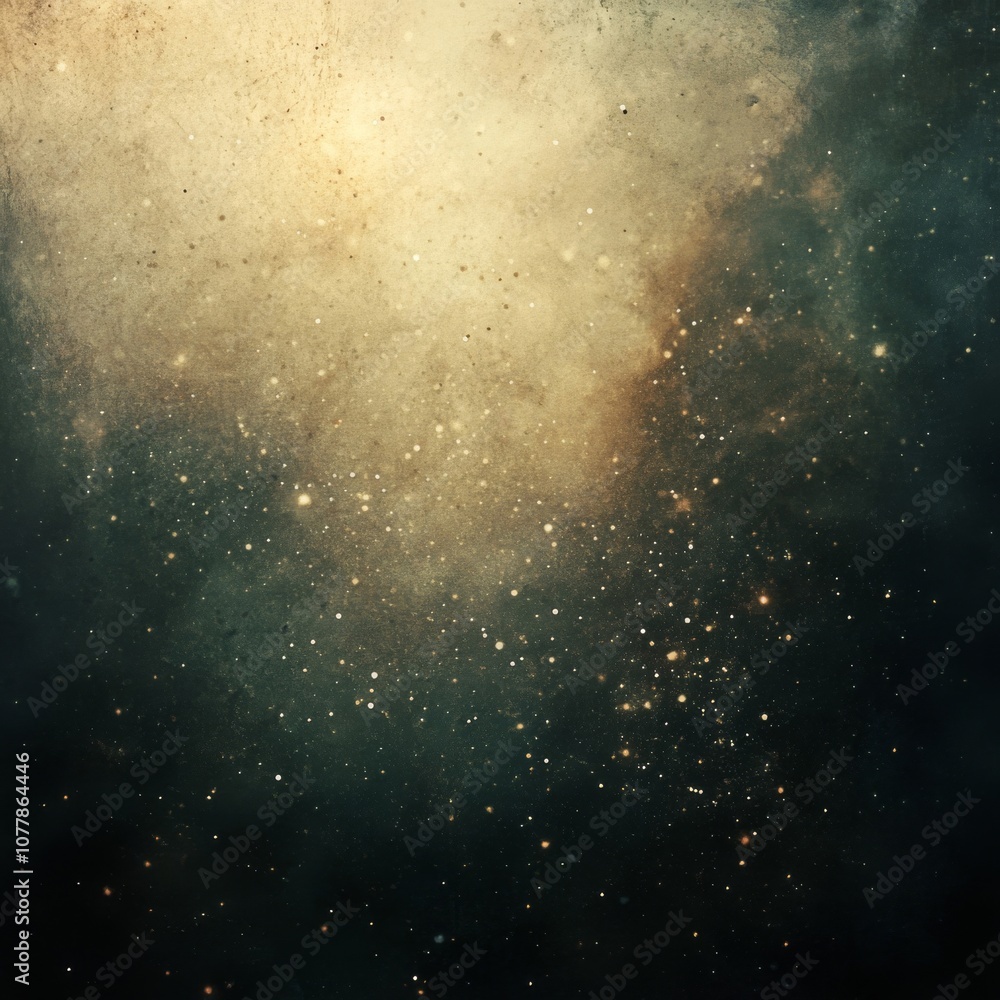 Obraz premium Abstract Grunge Background with Golden Sparkles and Dark Nebula