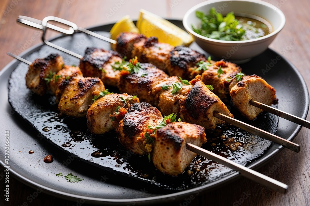 Savor the Exquisite Flavors of Lebanese Shish Taouk Skewers with Charcoal Grilled Chicken and Aromatic Marinade Savor the Exquisite Flavors of Lebanese Shish Taouk Skewers with Charcoal Grilled Chicken and Aromatic Marinade