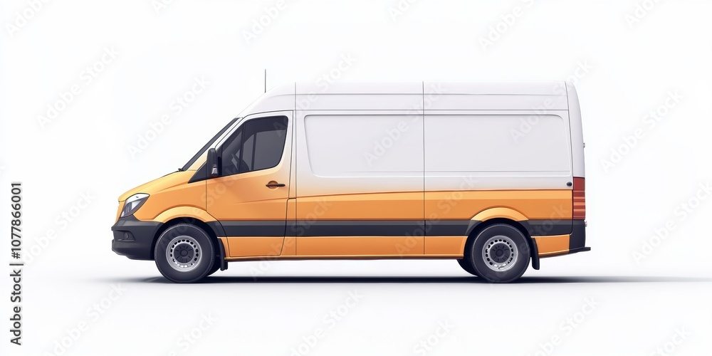 An editable delivery van mockup, presenting a realistic cargo transportation vehicle template isolated on a white background, suitable for branding and advertising design. An editable delivery van mockup, presenting a realistic cargo transportation vehicle template isolated on a white background, suitable for branding and advertising design.